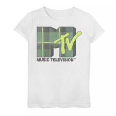 Зеленая футболка с логотипом в клетку для девочек 7–16 лет MTV Licensed Character