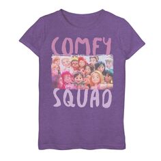 Футболка Comfy Squad для девочек 7–16 лет с изображением Disney&apos;s Wreck It Ralph 2, групповая фотография с графическим изображением Disney