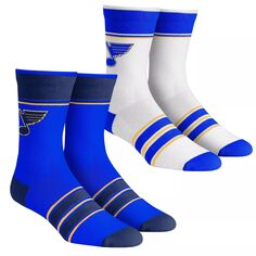 Комплект из 2 носков в несколько полосок Youth Rock Em Socks St. Louis Blues Team Crew Unbranded