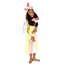 Флисовый халат с капюшоном для девочек и кукол Leveret Радуга Leveret