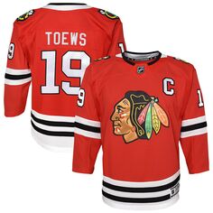 Молодёжная форма Джонатана Тэйвза Red Chicago Blackhawks, домашняя майка премьер-игрока Outerstuff