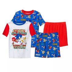Пижамный комплект из топа и шорт Sonic the Hedgehog для мальчиков 4–10 лет Licensed Character