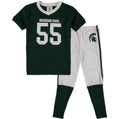 Молодежный футбольный пижамный комплект Wes &amp; Willy Green Michigan State Spartans Unbranded