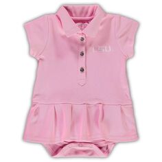 Розовый комбинезон-поло для младенцев LSU Tigers Caroline с короткими рукавами и рукавами-поло Unbranded