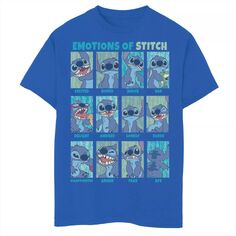 Футболка Disney&apos;s Lilo &amp; Stitch Boys 8-20 the Emotions Of Stitch с сетчатой ​​вставкой и графическим рисунком Licensed Character