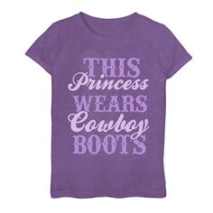 Девочки 7–16 лет: «Эта принцесса носит ковбойские сапоги» Фиолетовая футболка с рисунком Licensed Character