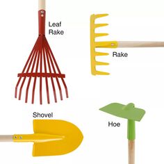 Привет! Играть! Набор детских садовых инструментов с безопасной для детей лопатой, граблями, мотыгой и граблями для листьев Hey! Play!
