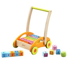 Классические игрушки Деревянные ходунки с кубиками Classic Toys