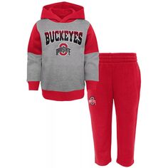 Комплект из толстовки и брюк с капюшоном и брюками для дошкольников Heathered Grey/Scarlet Ohio State Buckeyes Sideline Unbranded