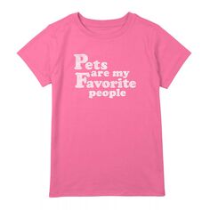 Простая футболка с потертым рисунком для девочек 7–16 лет «Домашние животные — мои любимые люди» Unbranded