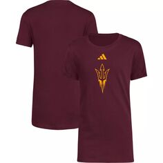 Молодежная футболка adidas Maroon Arizona State Sun Devils 2023 Sideline Locker Room с логотипом Fresh adidas