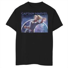 Футболка с рисунком «Капитан Марвел в космическом портрете» для мальчиков 8–20 лет Marvel