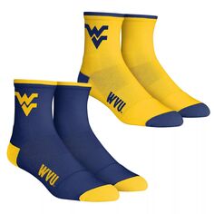 Комплект из 2 носков Youth Rock Em Socks West Virginia Mountaineers Core Team, комплект из 2 носков длиной четверть длины Unbranded