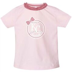 Розовая футболка Kansas City Royals с оборками и воротником-стойкой для девочек для малышей Soft as a Grape Unbranded