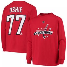 Молодежная красная футболка TJ Oshie Washington Capitals с длинным рукавом и именем и номером Outerstuff