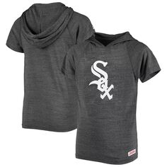 Пуловер с короткими рукавами и короткими рукавами Youth Stitches Heathered Black Chicago White Sox реглан с капюшоном Stitches