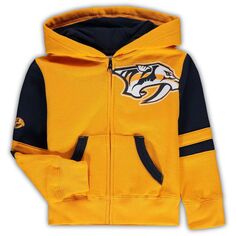 Толстовка с капюшоном на молнии во всю длину для малышей Gold Nashville Predators Outerstuff