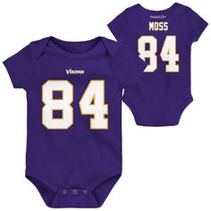 Боди Mitchell &amp; Ness Randy Moss для новорожденных и младенцев фиолетового цвета Minnesota Vikings в стиле ретро с именем и номером Unbranded