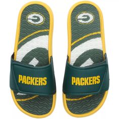 Молодежные сандалии с гелевыми шлепанцами FOCO Green Bay Packers Unbranded