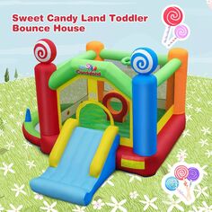 Детский надувной дом Candy Land Theme с воздуходувкой мощностью 735 Вт Slickblue