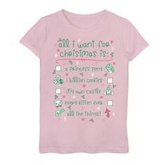 Футболка с рисунком «Все, что я хочу на Рождество» для девочек 7–16 лет Unbranded, розовый