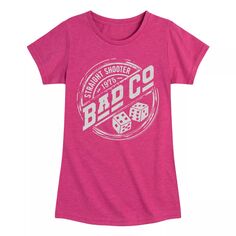 Футболка с рисунком Bad Company Dice Shooter для девочек 7–16 лет Licensed Character, розовый