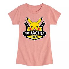 Футболка со значком Пикачу для девочек 7–16 лет Pokemon, розовый Pokémon