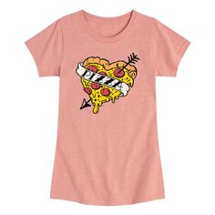 Футболка с графическим рисунком и татуировкой пиццы в форме сердца для девочек 7–16 лет Licensed Character, розовый