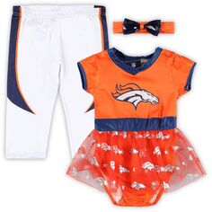 Детский оранжевый/белый костюм Denver Broncos с задней дверью-пачкой для игрового дня Unbranded