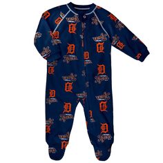 Темно-синяя пижама с молнией во всю длину и реглан для новорожденных и младенцев Detroit Tigers Outerstuff