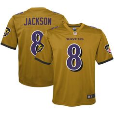 Молодежная майка Nike Lamar Jackson Gold Baltimore Ravens Inverted Game Nike