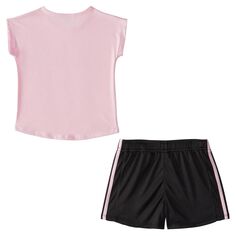 Футболка Adidas с рисунком и шортами в сетку для малышей и малышей (девочек) adidas, розовый