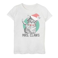 Праздничная футболка с рисунком &quot;Mrs. Claws&quot; для девочек 7–16 лет Unbranded