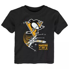 Черная футболка для малышей Pittsburgh Penguins Star Wars Rebel Alliance Outerstuff