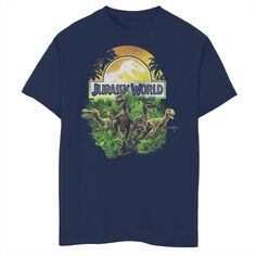 Футболка с логотипом и графическим рисунком для мальчиков 8–20 лет Jurassic World Raptor Group Shot Jurassic Park