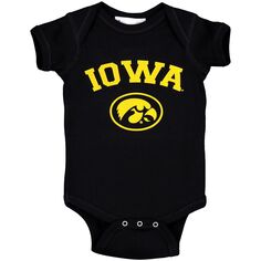 Черный боди Iowa Hawkeyes Arch &amp; Logo для младенцев Unbranded