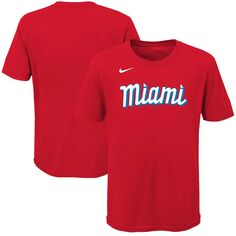 Молодежная красная футболка Nike Miami Marlins 2021 City Connect с надписью Nike