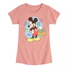 Футболка с рисунком «Пасхальная корзинка» Disney&apos;s Mickey Mouse для девочек 7–16 лет Licensed Character, розовый