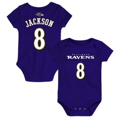 Боди для младенцев Lamar Jackson Purple Baltimore Ravens Mainliner с именем и номером Outerstuff