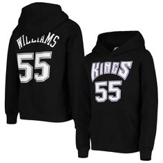 Молодежный пуловер с капюшоном Mitchell &amp; Ness Jason Williams, черный Sacramento Kings Hardwood Classics, пуловер с капюшоном и номером Unbranded