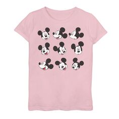 Футболка с рисунком «Микки Маус и лица Микки Мауса» для девочек 7–16 лет Disney, розовый