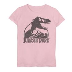 Классическая футболка с логотипом и рисунком скелета тиранозавра для девочек 7–16 лет «Парк Юрского периода» Licensed Character, розовый