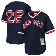 Молодежная футболка Mitchell &amp; Ness Wade Boggs Navy Boston Red Sox Cooperstown Collection с сетчатым ватиновым тренировочным трикотажем Unbranded