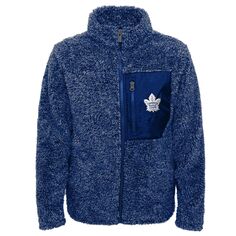 Синяя молодежная куртка Toronto Maple Leafs Fan Gear из шерпы с молнией во всю длину Outerstuff