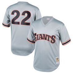 Молодежная футболка Mitchell &amp; Ness Will Clark Grey San Francisco Giants Cooperstown Collection, сетчатая тренировочная майка для ватина Unbranded