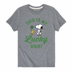 Рубашка Peanuts Lucky для мальчиков 8–20 лет, футболка с рисунком Snoopy Licensed Character