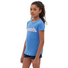 Футболка Bench DNA Basic Leora с круглым вырезом и большим контурным логотипом для девочек 7–14 лет, стандартный цвет Bench DNA
