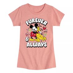 Футболка с рисунком Микки Мауса для девочек 7–16 лет Disney&apos;s Furever And Always Pluto Licensed Character, розовый