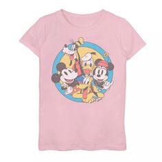 Футболка с рисунком «Микки Маус и друзья» для девочек 7–16 лет в стиле ретро, ​​групповая фотография Disney, розовый