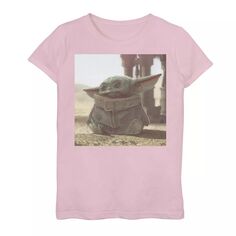 Футболка с рисунком для девочек 7–16 лет, «Звездные войны», «Мандалорец, ребенок, он же Бэби Йода» Star Wars, розовый